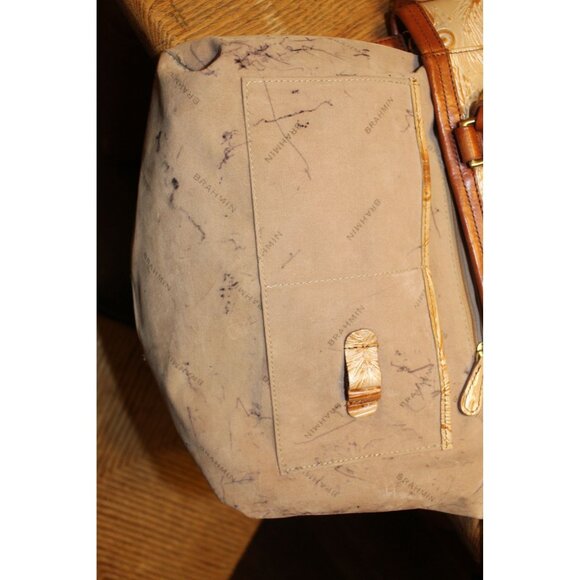 Brahmin Copa Cabana Embossed Leather Satchel Tan Brown Vintage Tote - Picture 11 of 13